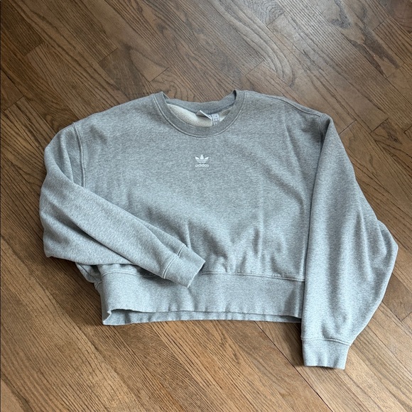 adidas Sweaters - adidas Grey Cropped Trefoil Crewneck Sweatshirt